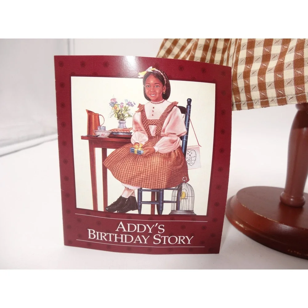 American Girl Addy Birthday Outfit Pinafore Blouse Snood Booklets 1994 Brown